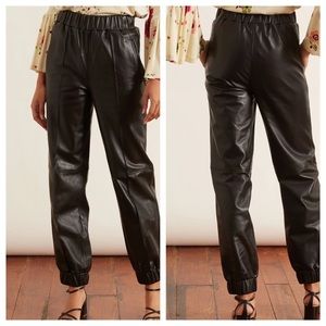 Ganni Lamb Leather Easy Pants in Black size 36, US Women's 4